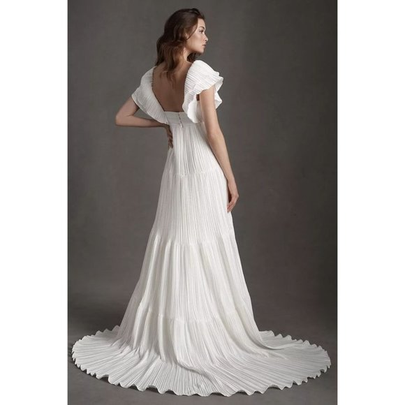 BHLDN Valerie Gown Flutter Sleeve Size 10 and 12 - Picture 2 of 8